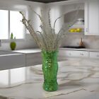 Vintage Green Hoosier Glass Tulip Vase 5 with Crinkle Pebble Textured Design