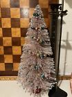 VINTAGE PINK 14 Bottle Brush Christmas Tree~GARLAND~MERCURY GLASS BULBS St Nick