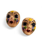Kitsch Clown  Porcelain  Mask Earrings Pins Pixie Harlequin 20s 30s ANTIQUE VTG