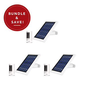 Ring Stick Up Cam Battery with Solar Panel Bundle Deal Camera (3 Pack, White)