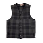 CC Filson Vintage 80s Mackinaw Vest Wool Black Gray Plaid USA Made Men's 42 READ
