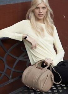 Alexander Wang womens Pebble Leather Handbag distressed Studded Light Brown