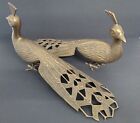 Pair Of Large Vintage  Brass Peacocks 10in H 17in L Mid Centry Modern MCM