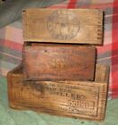 3 Antique JOINTED Wooden HORSE HARNESS DRESSING Nail BOX Vintage Shipping Crate