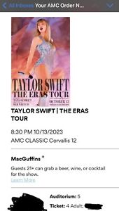 AMC 4 tickets Taylor Swift: Eras Tour, Corvallis, OR 10/13