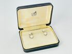 Vintage Antique 14k Solid White Gold 6mm White Pearl & Real Diamond Earrings