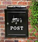 Post Box Mail Letter Lockable Wall Mounted Tractor Design Weatherproof Black