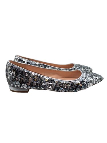 J.Crew Gwen Flats with Glitter Silver Sequins Women’s Size 7 Slip On Shoes