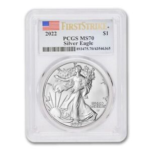2022 $1 Silver Eagle PCGS MS70 First Strike Flag Label 1oz .999 American coin
