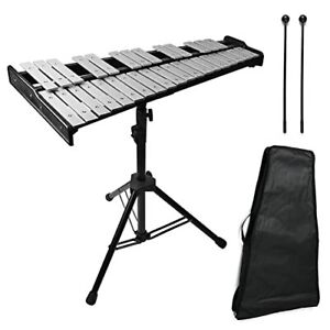 32 Notes Glockenspiel Kit Xylophone Bell Percussion Instruments, Black
