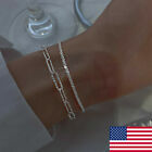 2X 925 Silver Gypsophila Flash Chain Bracelet Bangle Womens Girls Jewelry Gift