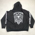Harley Davidson Hoodie Sweatshirt Mens 3XL Black Full Zip Double Sided Skull