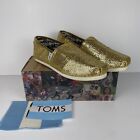 Toms Classic Gold Glitter Slip On Canvas Shoes Size Y6 Brand New With Box