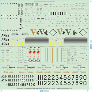 ADF ARMY S70A-9 Black Hawk Helicopter Decals -1/18 1/35 1/48 1/72 - Water Decal