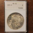 1921 S Morgan Dollar MS63 ANACS Toned Color Coin Soapbox Holder From Collection