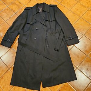 Vintage Men's Christian Dior Black Trench Coat. Size 44 Regular. Gabardine