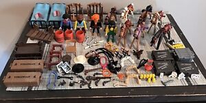 Vintage Playmobil Western Lot Horses Figures Weapons Hats Accessories