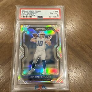 2020 Prizm Justin Herbert Silver Prizm Rookie RC #325 PSA 8 Chargers