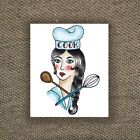 temporary tattoo - Set of two wrist size Cooking Girl  (approx. 1.5