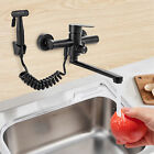 360 Swivel Stainless Steel Tap Mixer with Spray Gun Wall Mount Kitchen Faucet