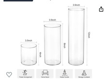 SET of 3 Piece Cylinder Vases Wedding Glass Table Centerpiece Candle holders