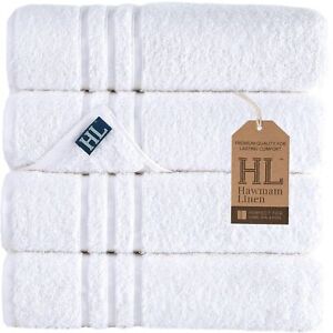 White Bath Towels 4-Pack - 27x54 Inches Soft Lightweight and Highly Absorbent...