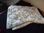 EMBROIDERED ASIAN FLORAL lined VALANCE linen look SCALLOPED HEM WHITE BLUE TAN