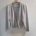 Odyssey Women's Medium Cardigan Sweater Grey Open Front Angora/Lambs Wool Blend