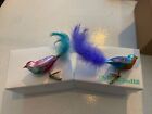 Pair Of Old World Christmas Glitter Bird Glass Clip Ornaments