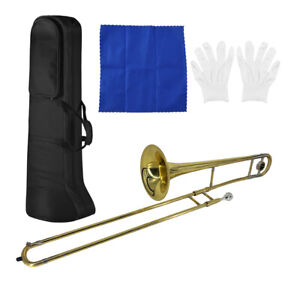 Bb Alto Slide Trombone B Flat Brass Gold Lacquer for School Band Student S4Y5