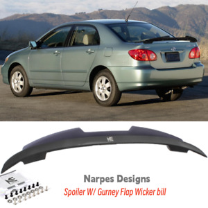 For 2003-2008 Toyota Corolla Gloss BLK Trunk Spoiler W/ Gurney Flap Wicker Bill (For: 2005 Toyota Corolla)