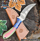 CSFIF Hand Forged Skinner Knife Twist Damascus Hard Wood Micrata Bolster Gift