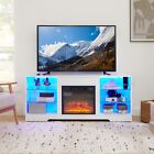 New ListingTV Stand Electric Fireplace TV Stand with Glass Shelves, 3D Fireplace TV Stand w