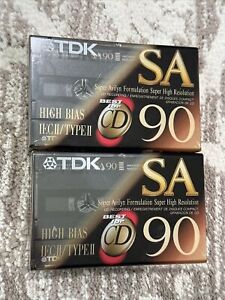 New ListingTDK SA90 High Bias Type II Audio Cassette Tapes - Lot of 2 Pair Made In Japan