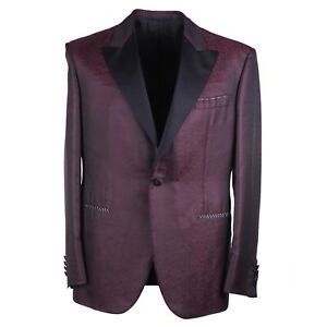 Zilli Burgundy Patterned Peak Lapel Silk Tuxedo 40R (Eu 50) Formal Suit NWT