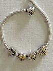 Pandora Lot Of 4 Sterling Silver/14K Gold Heart Charms