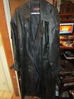 Phase 2 M Black Trench Coat Full Length Leather Fur Liner Vintage Belted SIZE L