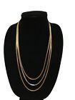 Crown Trifari Vintage Gold Silver Two Tone 3 Strand Necklace Signed Long Length