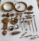Victorian Antique Vintage Jewelry Lot Signed GF Bracelet Bow Earrings Stick Pins