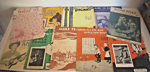 Vintage Lot of 10 Western, Country, Cowboy Themed Sheet Music 1910's to 1960's