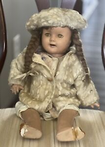 Antique Vintage 18/20” Composition Doll 1930s  - Very Used Condition - See Pics