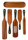 6Pcs Spurtle with Spoon Rest Wooden Spatula Olive Green Wooden Utensils for C...