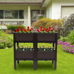 Plastic Raised Garden Bed Outdoor YardPlanter Box Grow Vegetable/Flower/Herb Box