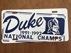 1991 1992 Duke University Champs License Plate Booster Error MISPRINT Devil