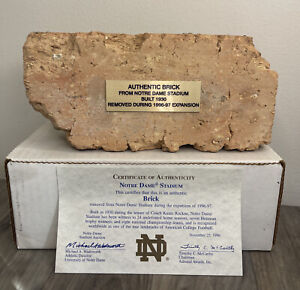 Notre Dame Authentic Brick from Stadium Expansion 1996-1997 & COA Full Size