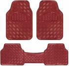 carXS Red Sleek Metallic Design Car Floor Mats - 3pc Heavy Duty Rubber Backing (For: INFINITI QX80)