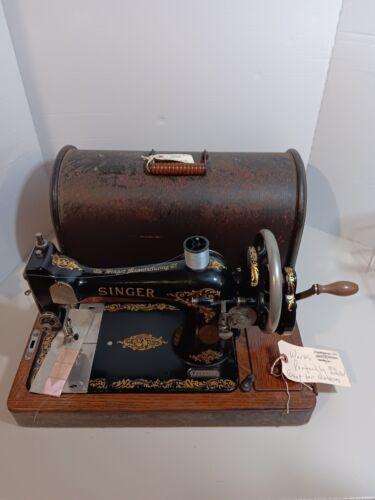 Antique Singer Sewing Machine Hand Crank 1912 With Bentwood Case - WORKS