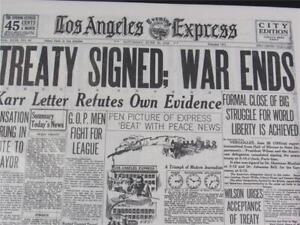 VINTAGE NEWSPAPER HEADLINES~ WORLD WAR 1 GERMANS SIGN TREATY VERSAILLES ENDS WWI