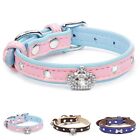 Pet Bling Accessories Cat and Dog Rhinestone Collar PU Leather Adjustable Col...