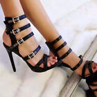 Women Sexy Buckle Sandals Stiletto High Heels Peep Toe Pump Ankle Strappy Shoes